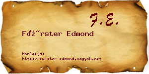 Fürster Edmond névjegykártya